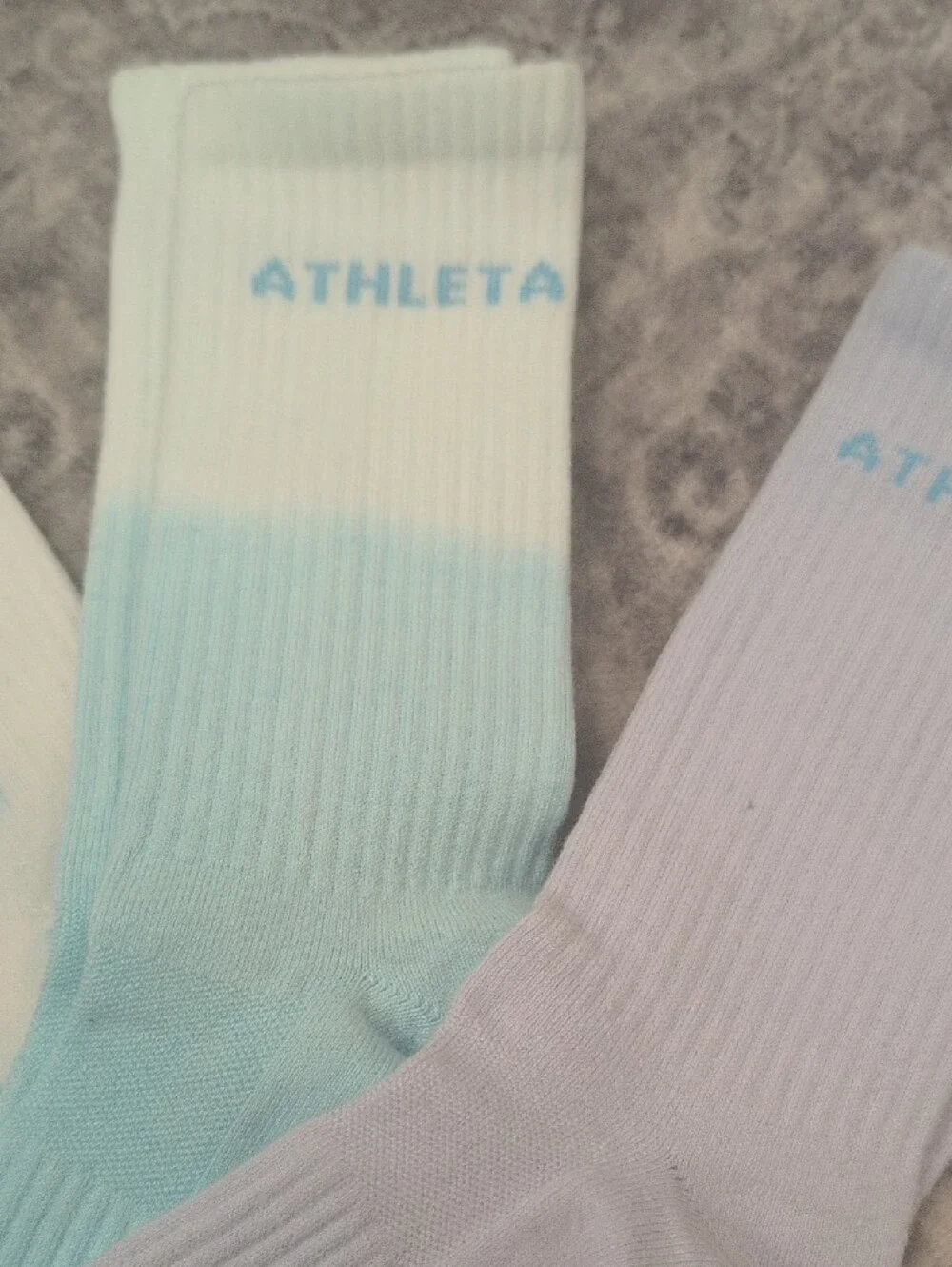 Athleta Kids 3-Pack Crew Socks in White, Light Blue & Pastel Blue